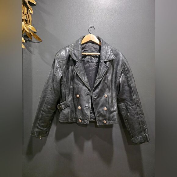 Authentic Vintage Real Leather Moto Jacket Buckle Side Sz S Flawed Crop - Picture 8 of 13